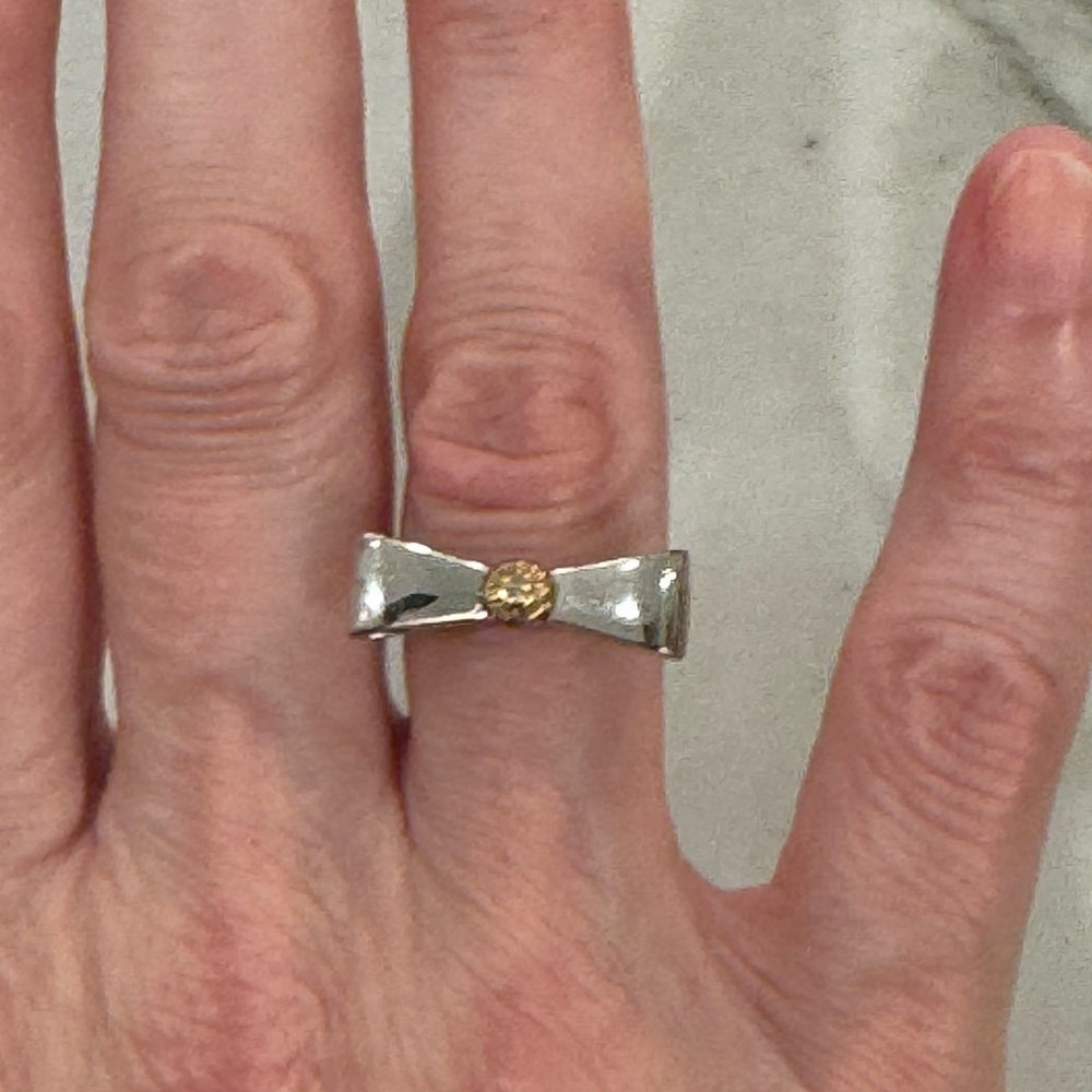 Henri Bendel Silver and Gold Bow Ring